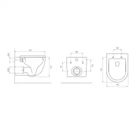 Унитаз подвесной AVS Спутник 801-0038-P-T2-MB безободковый, со смывом Торнадо, черный матовый
