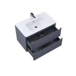 Тумба с раковиной IDDIS Edifice 80, подвесная, Темно-серый, EDI80D0i95K