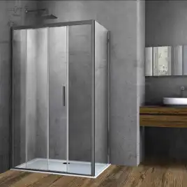 Душевой уголок Vincea Soft 120х80 VSR-3SO8012CLGM, дверь раздвижная, профиль вороненая сталь, стекло прозрачное