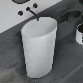 Раковина напольная ABBER STEIN 50х32х85 AS2504-H, овальная, белая матовая