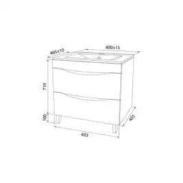Тумба с раковиной IDDIS Cloud 60, подвесная, Белая, CLO60W0i95K