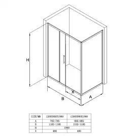 Душевой уголок Loranto 120х90 CS-AB02B-129, профиль черный матовый, стекло Прозрачное