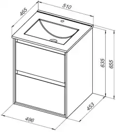 Тумба под раковину Aquanet Милан 50 дуб светлый, подвесная, 336381