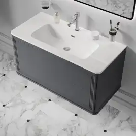 Тумба с раковиной IDDIS Oxford Neo 100, подвесная, Темно-серый, OXN10D0i95K