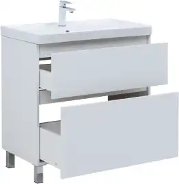 Тумба под раковину Aquanet Вега 80 напольная, белый глянец, 344123