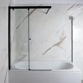 Шторка на ванну AVS Перла 100 L профиль черный матовый, стекло прозрачное, 803-0018-150-5249L-BM-T