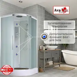 Душевая кабина AvaCan EM2090 90x90 см, низкий поддон, с крышей