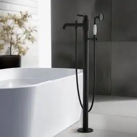 Напольный смеситель для ванны Aquatek Классик AQ1545MB, однорычажный, с внутренней частью, Черный матовый