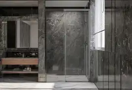 Душевая дверь Veconi Premium Trento PTD-30GR 130 см, PTD30-GR-130-01-C4, профиль Брашированный графит, стекло Прозрачное