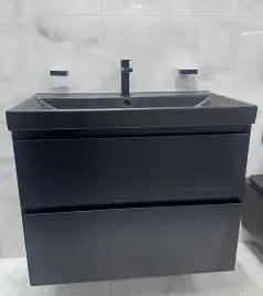 Тумба с раковиной AVS Гармония 80 черная матовая, N821-07-800BM-02-810BM