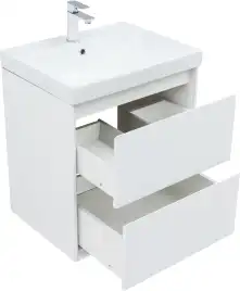 Тумба под раковину Aquanet Милан 60 белый глянец, подвесная, 336367