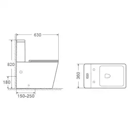 Унитаз-компакт Azario Indor AZ-T004B-R напольный, безободковый, в комплекте с бачком и сиденьем микролифт, Белый глянцевый