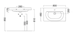 Раковина KERAMA MARAZZI BUONGIORNO подвесная/мебельная, 80см, белая глянцевая, BG.wb.80