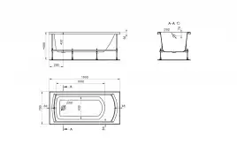 Акриловая ванна Santek Монако 150х70 1WH111976 прямоугольная, Белая