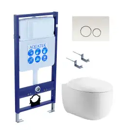 Унитаз с инсталляцией Aquatek Альтаир SET AQUATEK АЛЬТАИР cm-016 4в1 с сиденьем Микролифт и клавишей смыва Хром