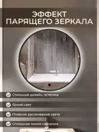 Зеркало с подсветкой AVS Виктория 75x75 см, черное