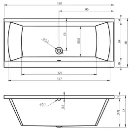 Акриловая ванна RIHO JULIA 180х80 прямоугольная B025001005