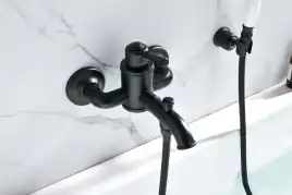 Смеситель для ванны Aquatek Классик AQ1549MB, однорычажный, с коротким изливом, Черный матовый