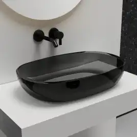 Раковина накладная ABBER KRISTALL 60х40х15,5 AT2805Onyx, овальная, черная