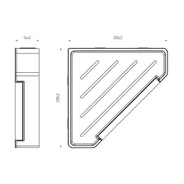 Полка угловая AVS Kori, 20х20 см, черный матовый, с бортиком-скребком