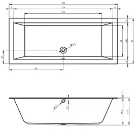 Акриловая ванна RIHO LUGO 190x80 (с тонким бортом) прямоугольная B135001005