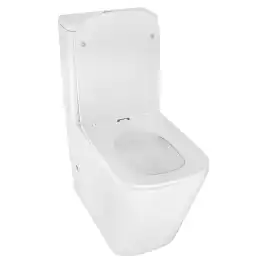 Унитаз-компакт Azario Quadro AZ-2175 напольный, безободковый, в комплекте с бачком и сиденьем микролифт, Белый глянцевый