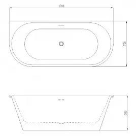 Акриловая ванна Azario ELCON 180x75 ELC18075, пристенная, в комплекте с сифоном и металлической рамой
