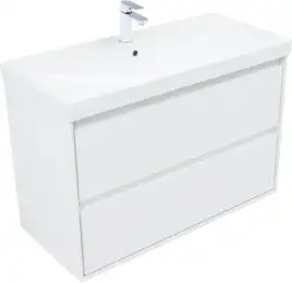 Тумба под раковину Aquanet Милан 100 белый глянец, подвесная, 336370