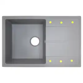 Кухонная мойка AZARIO Izmir 740х480х197 кварцевая, прямоугольная, цвет Серый: CS00097683