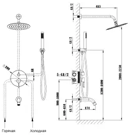 Душевая система  Vincea Villa VSFW-1VL3MB VSFW-1VL3MB встраиваемая, черный матовый