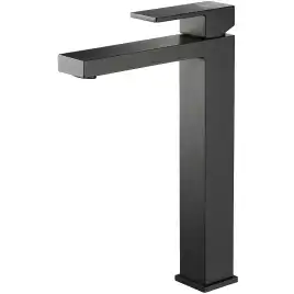 Смеситель для накладной раковины Aquatek Либра AQ1604MB, однорычажный, высокий, Черный матовый
