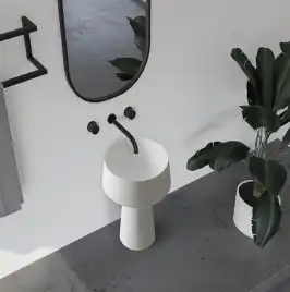 Раковина напольная ABBER STEIN 50х50х90 AS2508, круглая, белая матовая