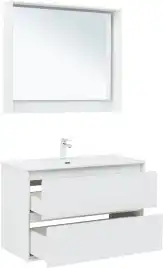Тумба под раковину Aquanet Милан 100 белый глянец, подвесная, 336370