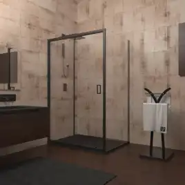 Душевой уголок Veconi Rovigo RV-040B 140х80х185, профиль Черный, стекло прозрачное (RV040B-14080-01-C1)