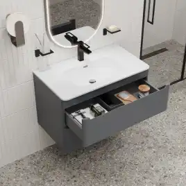 Тумба с раковиной IDDIS Edifice 80, подвесная, Темно-серый, EDI80D0i95K