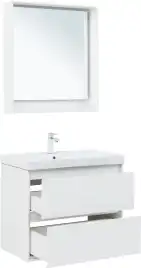 Тумба под раковину Aquanet Милан 80 белый глянец, подвесная, 336369