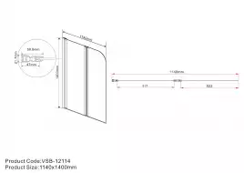 Шторка для ванны Vincea  115 VSB-12114CLGM, складная, профиль вороненая сталь, стекло прозрачное