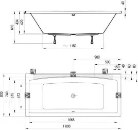 Акриловая ванна Ravak FORMY 02 180х80 C891000000 прямоугольная, Белая