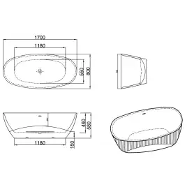 Акриловая ванна Azario ARFA 170х80 AZ-6613C, Отдельностоящая