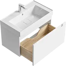 Тумба с раковиной подвесная Aqwella Vancouver 80 VAN01081, с одним ящиком, цвет белый