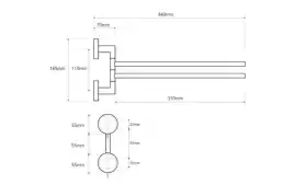 Полотенцедержатель двойной поворотный 5,5 см BEMETA NEO Нержавеющая сталь 104204105