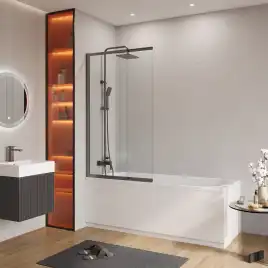 Душевая шторка на ванну CEZARES SLIDER-VF-11-90/150-C-GM стекло Прозрачное, профиль Оружейная сталь