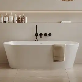 Ванна  Abber Stein 165х70 AS9622 из искусственного камня, Белая матовая