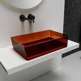 Раковина накладная ABBER KRISTALL 60х40х15 AT2803Opal, прямоугольная, коричневая