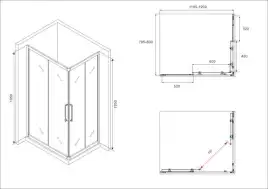 Душевой уголок ABBER Schwarzer Diamant 120х80 см, AG02128H, профиль хром, стекло прозрачное
