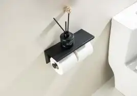 Держатель туалетной бумаги Aquatek Оберон AQ4909MB двойной с полкой, Черный матовый