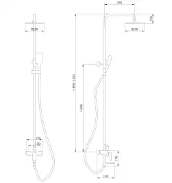 Душевая стойка ABBER Weiss Insel AF8016NB с изливом, черная матовая