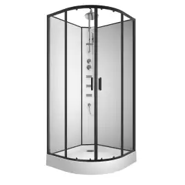 Душевая кабина Loranto 100х100 низкий поддон, прозрачное стекло, профиль Черный, CS-21811-100