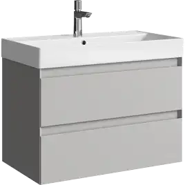 Тумба с раковиной подвесная Aqwella Geometria 80 GE01082ST, с двумя ящиками, цвет серый туман