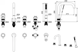 Смеситель на борт ванны Allen Brau Priority 5.31007-GB (с внутренней частью) золото браш